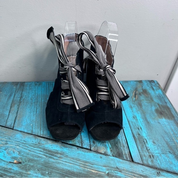 Emilie Karston Faux Suede Lace Up Heels Size 36 - Picture 3 of 10